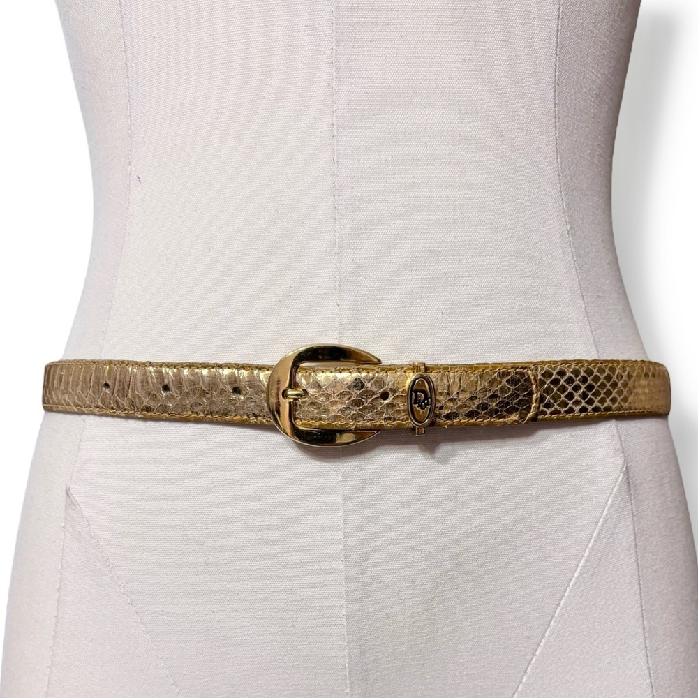 DIOR Gold Snakeskin Belt Gold Hardware Size SM VINTAGE - Picture 9 of 9